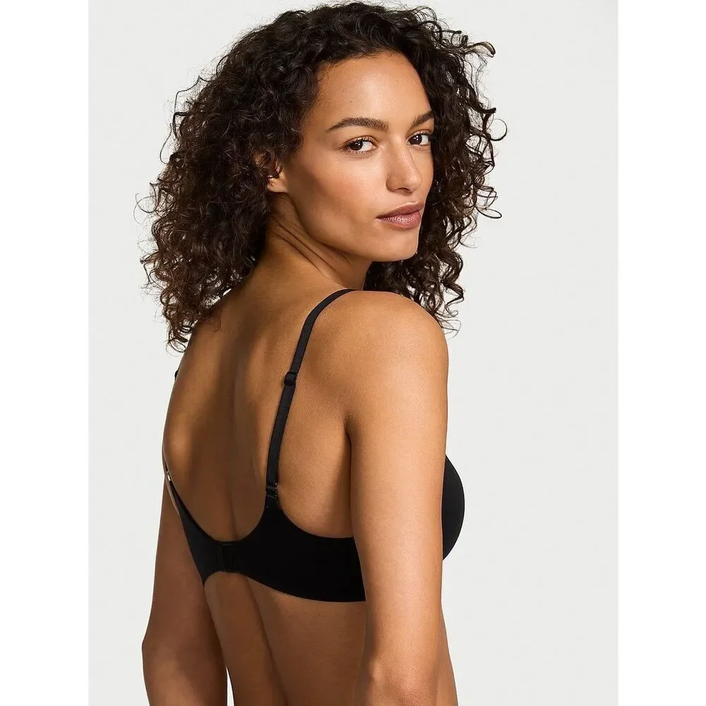 Victoria Secret Lightly Lined Smooth Demi Black Sz 40C Bra